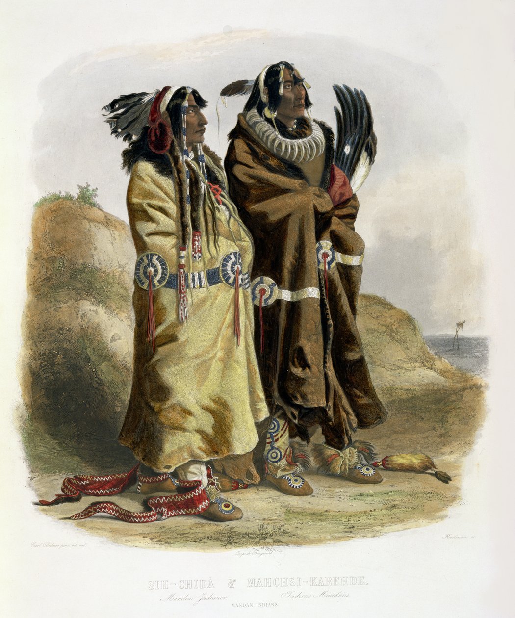 Sih-Chida och Mahchsi-Karehde, Mandan-indianer, plåt 20 från volym 2 av 