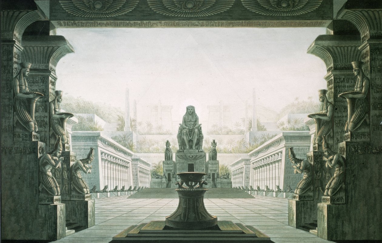 Scenografi för sista scenen av "Trollflöjten" av Wolfgang Amadeus Mozart (1756-91) av Karl Friedrich Schinkel