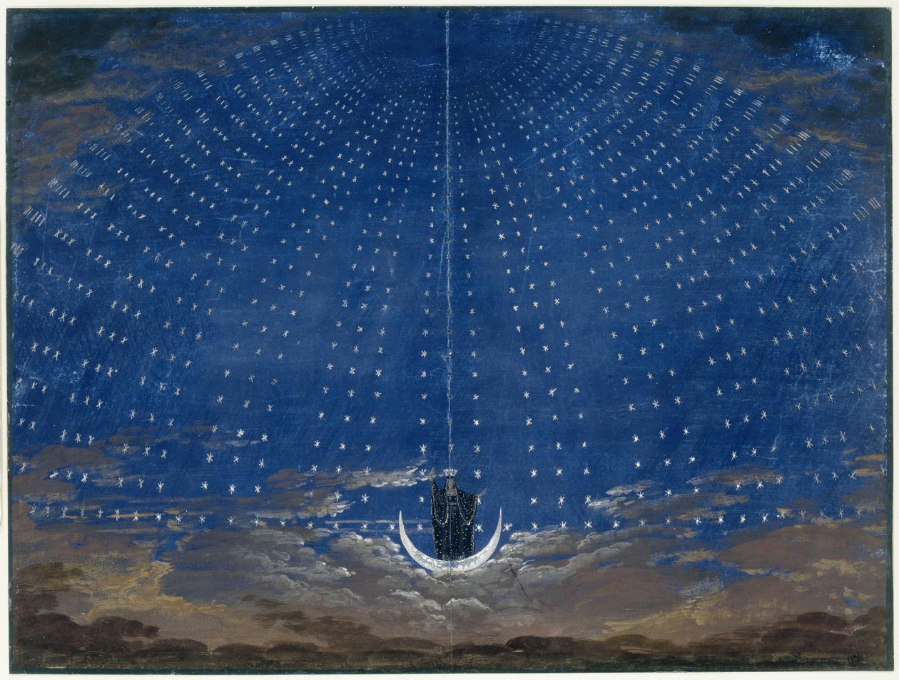 Scenografi för nattens drottning (i Mozarts Trollflöjt) av Karl Friedrich Schinkel