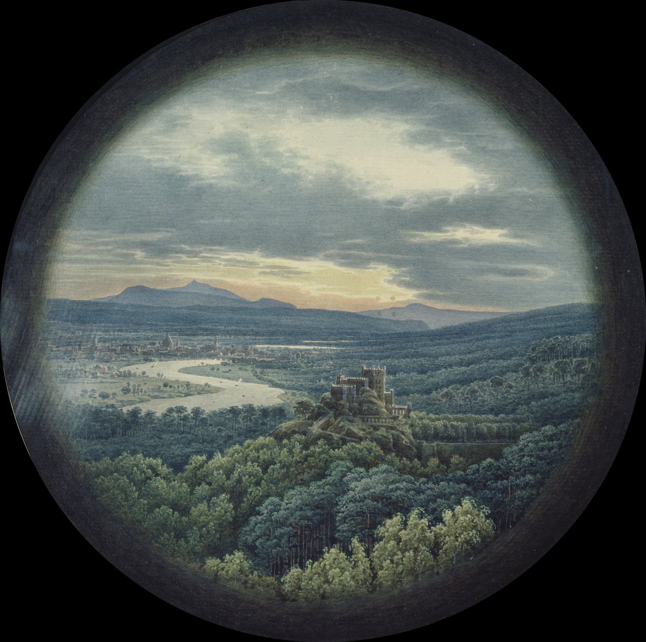 Utsikt över Dresden (wc och kroppsfärg på papper) av Karl Friedrich Schinkel