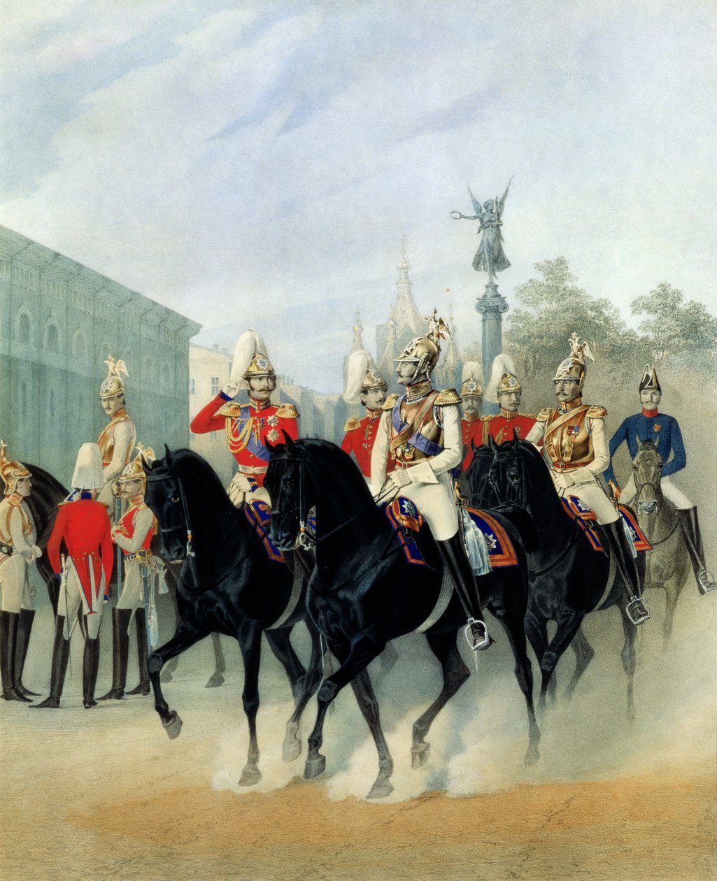 Kejsar Nicholas I (1796-1855) och storhertig Alexander (1845-94) i St. Petersburg, 1843 av Karl Karlovich Piratsky