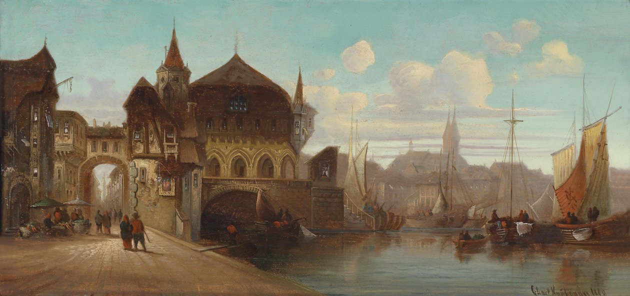 Partie in einer (wohl fiktiven) Hafenstadt av Karl Kaufmann
