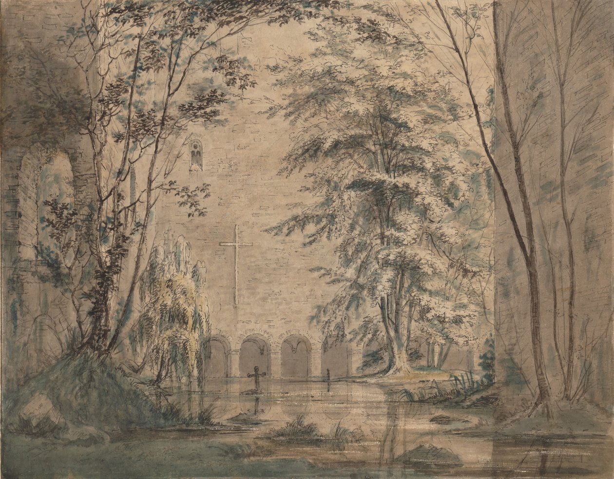 Översvämmade ruiner av ett kloster, ca. 1824. av Carl Blechen