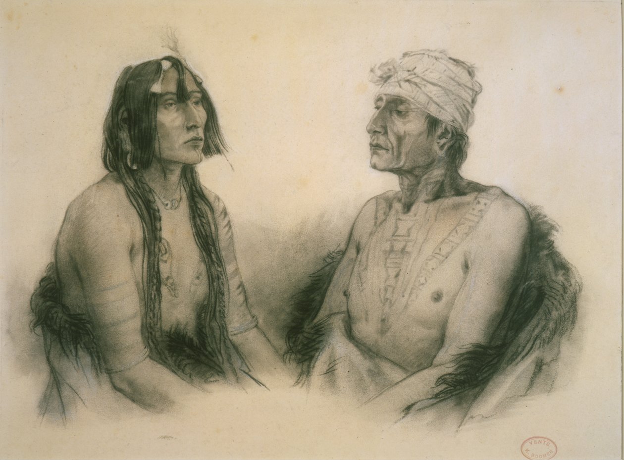 Psihdja-S?hpa och Tuk?n-H?ton, Yankton-män av Karl Bodmer