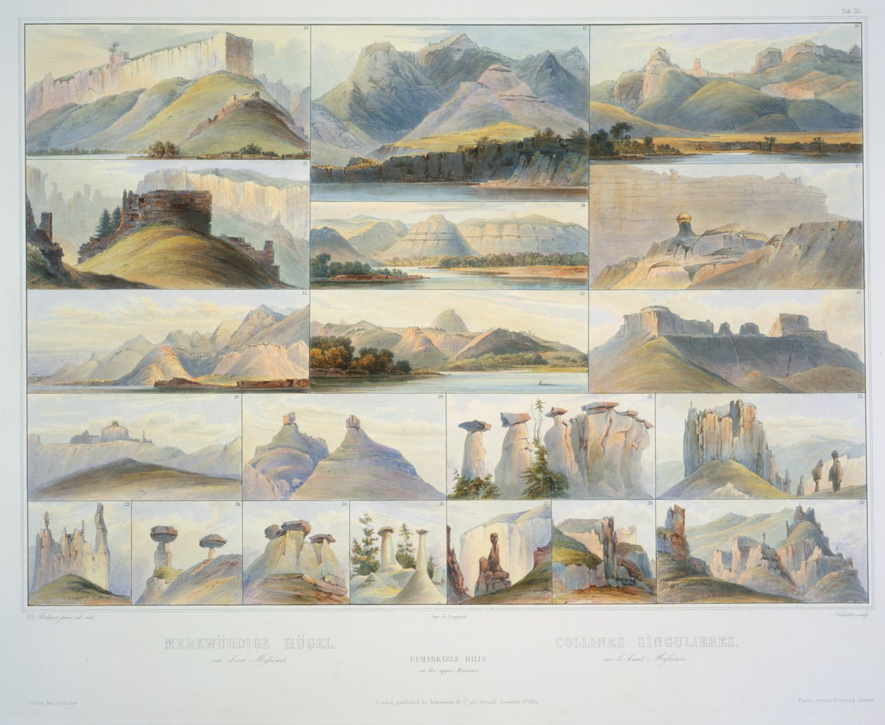 Remarkable Hills på Upper Missouri av Karl Bodmer