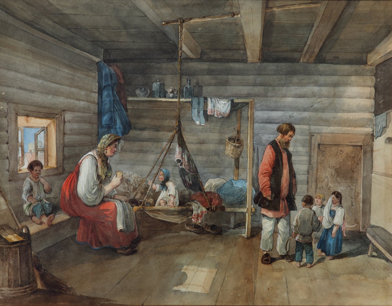 I ett byhus, 1841 av Karl Ivanovich Kolmann