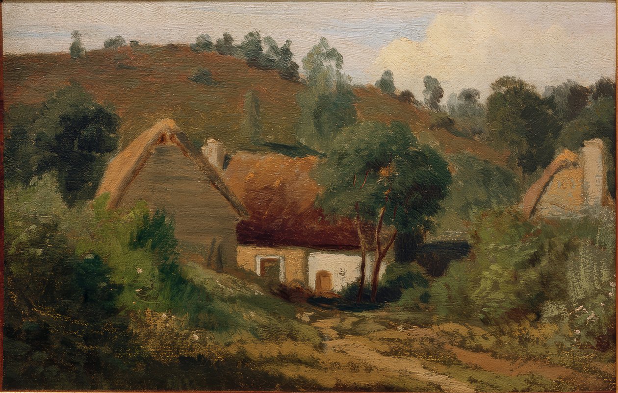 Franskt landskap med hus av Karl Peter Burnitz