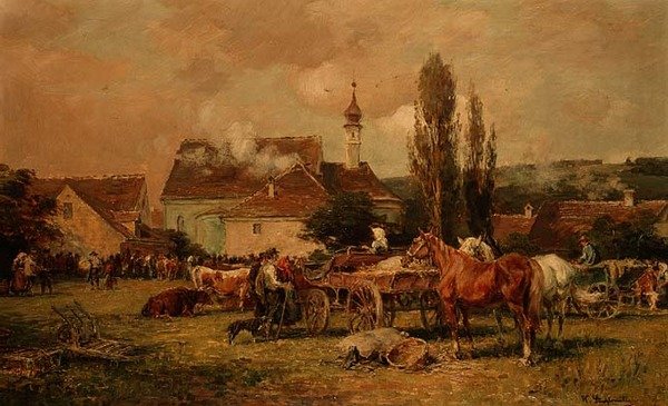 En bymarknad av Karl Stuhlmuller