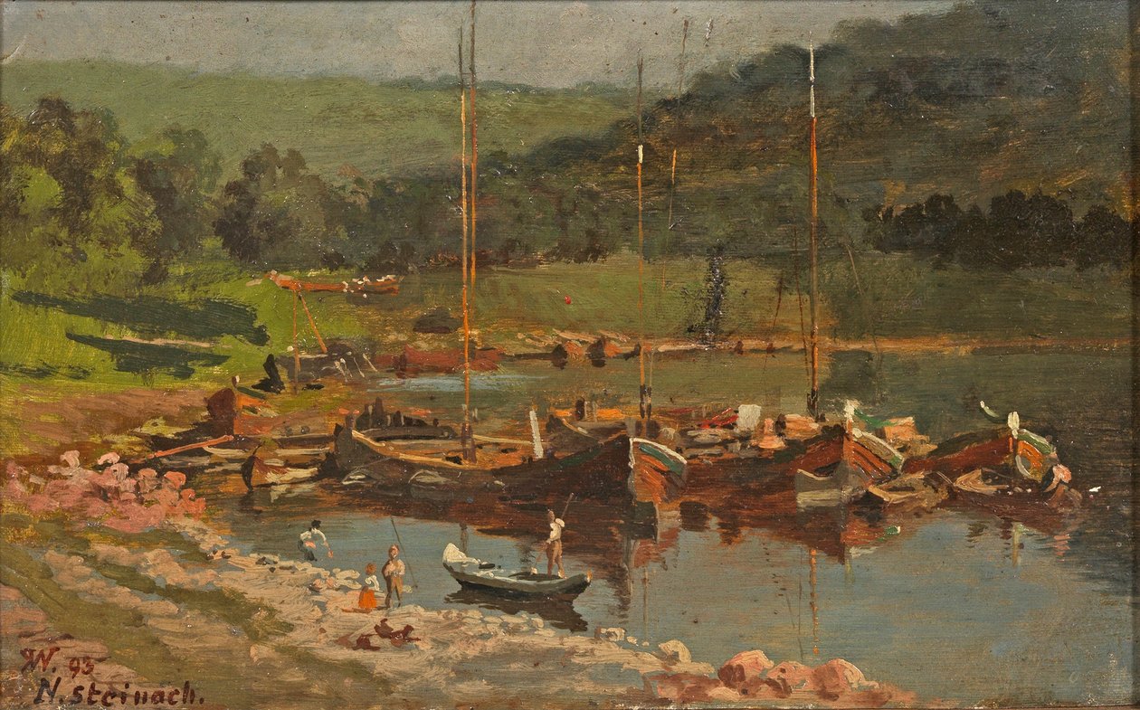 Karl Weysser - Fartyg i Neckarsteinach, 1893 av Karl Weysser