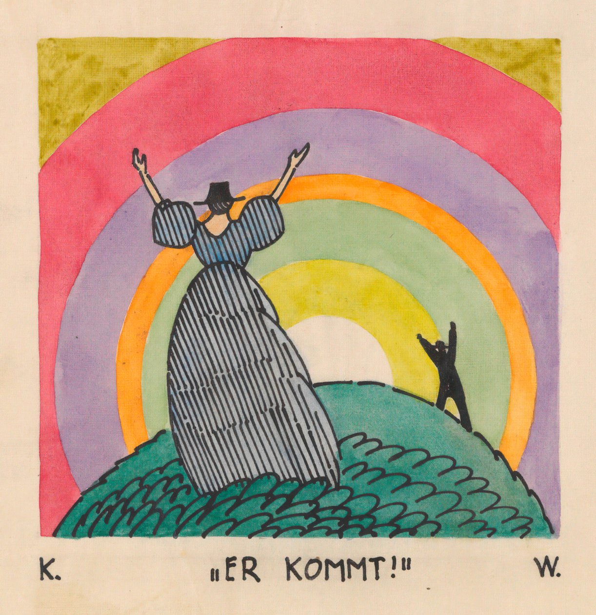 He Comes, c.1921 (gouache på papper) av Karl Wiener