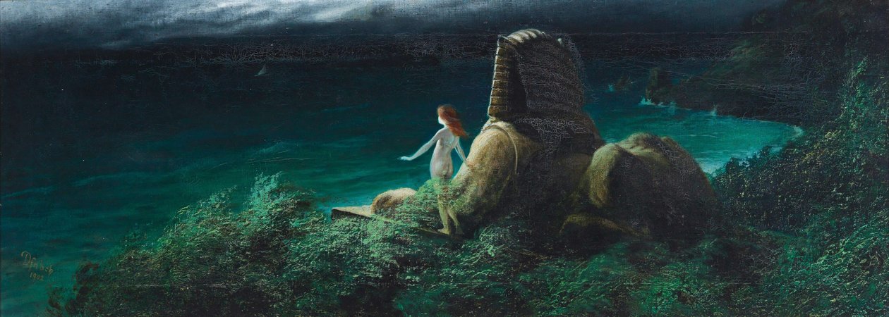 Sfinx med Undine, 1902. av Karl Wilhelm Diefenbach