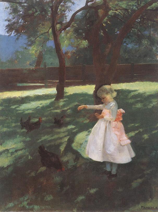 Feeding the Chickens av Károly Ferenczy