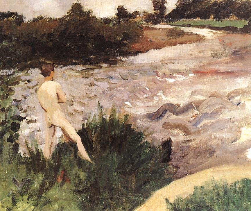 Gloomy Landscape with Bather av Károly Ferenczy