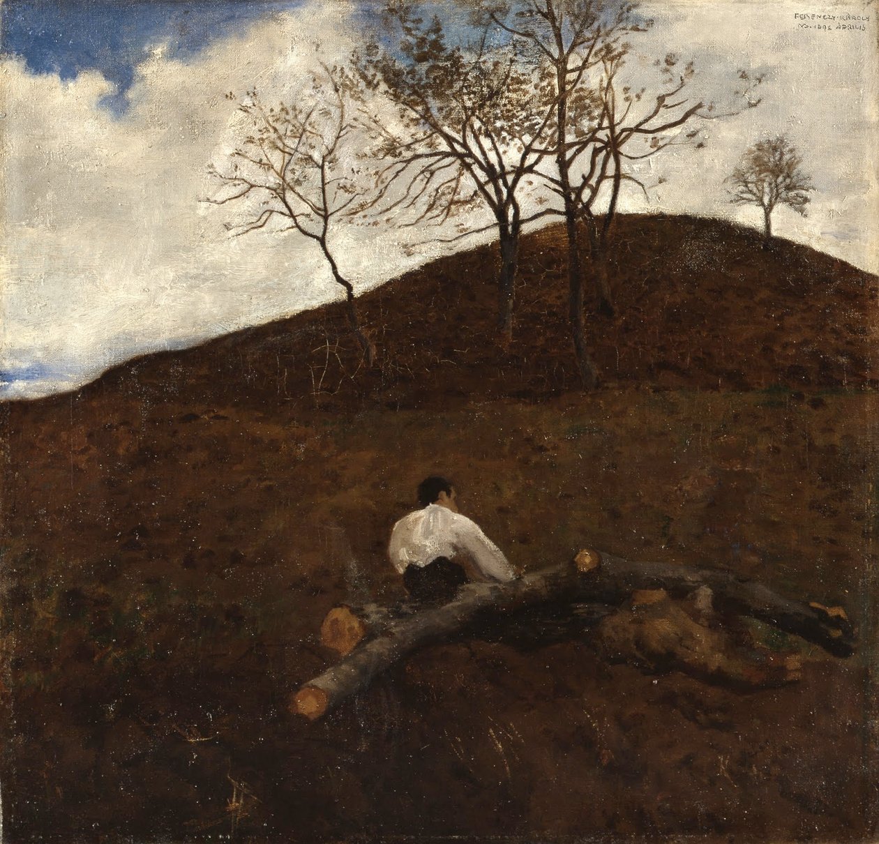 Landscape in Springtime with the Flower Hill av Károly Ferenczy