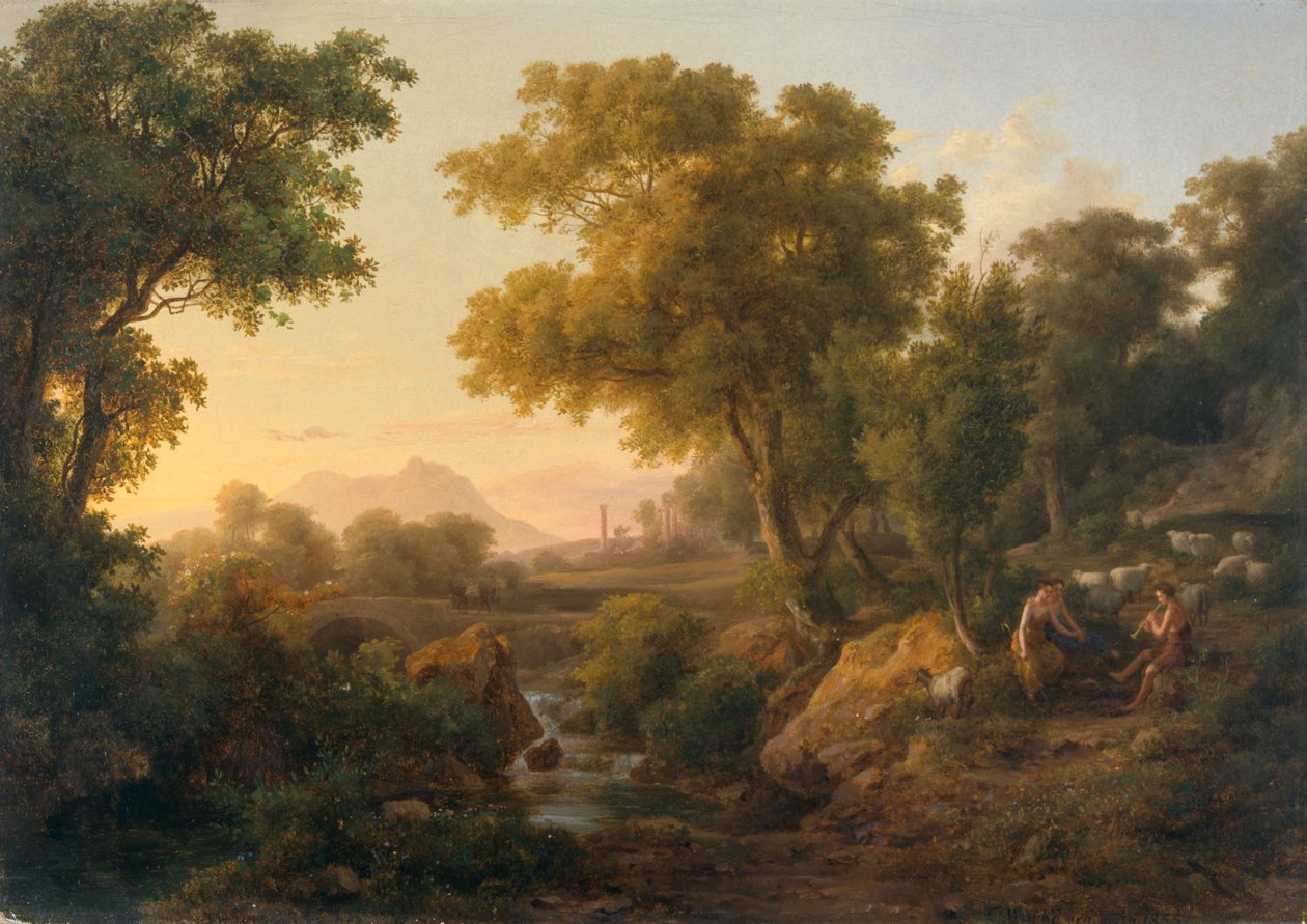 "Italienskt klassiskt landskap", 1811-1860 av Karoly Marko the Elder