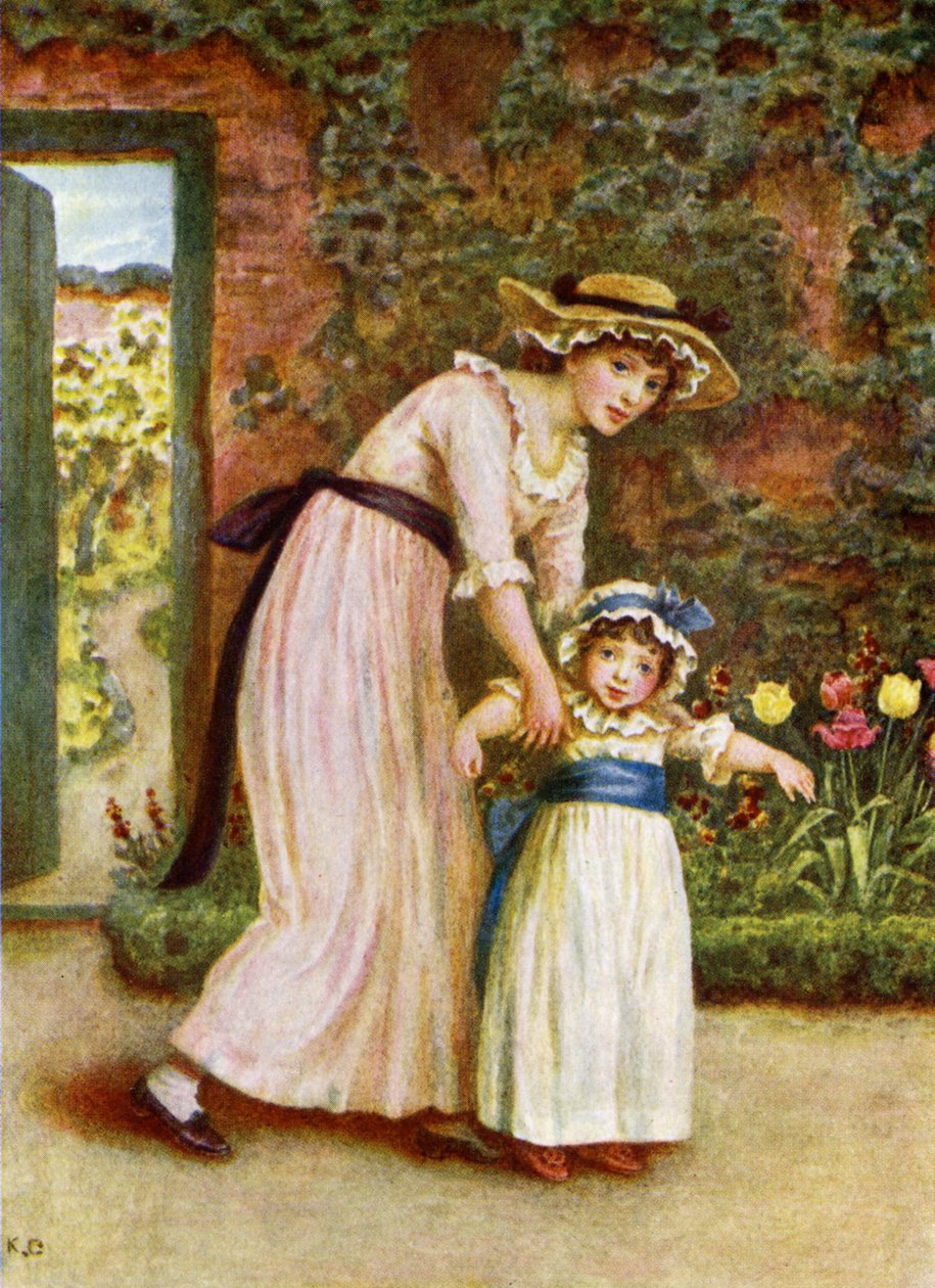 To piger i en have, af Kate Greenawayswed av Kate Greenaway