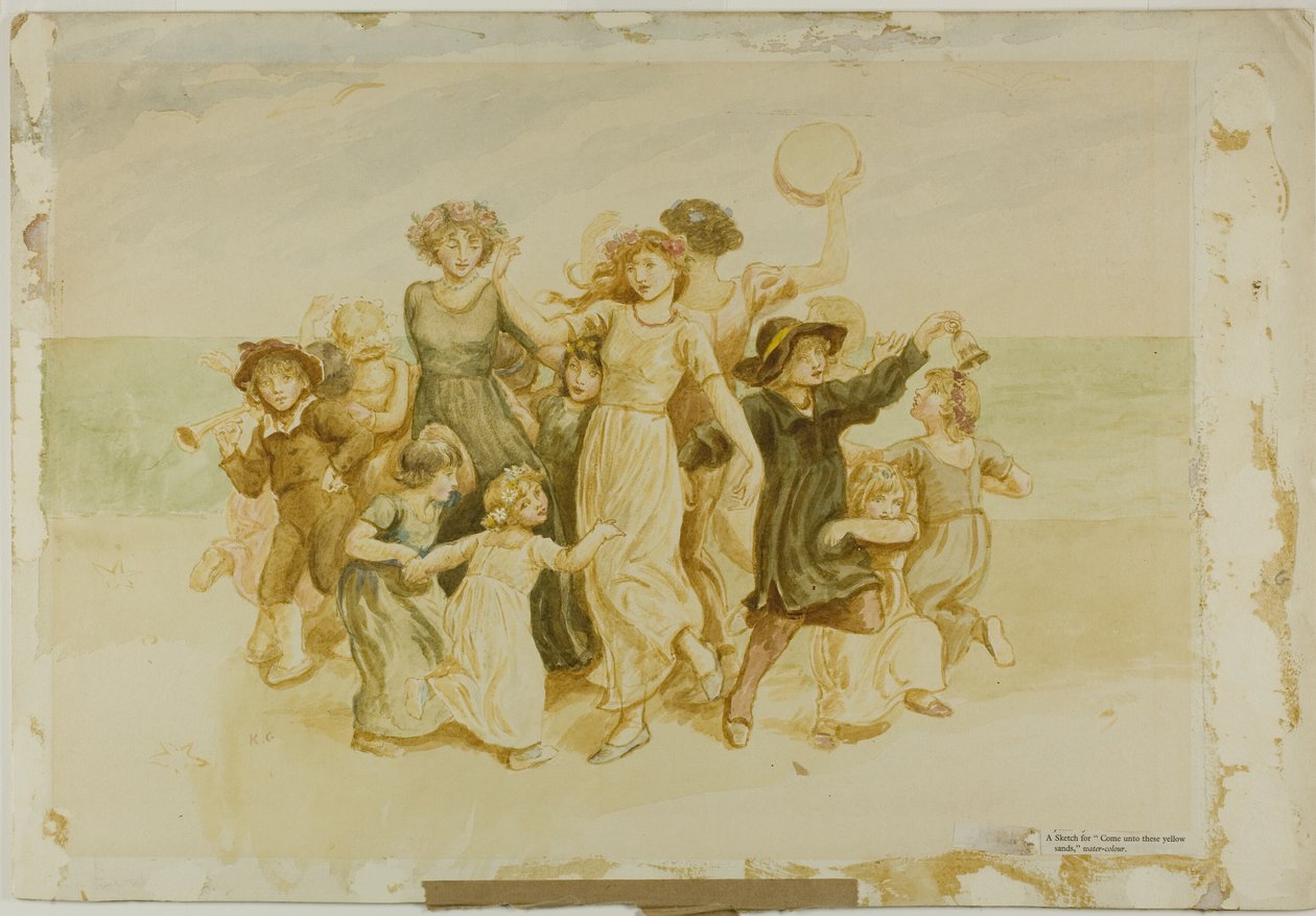 Barn som leker på stranden av Kate Greenaway