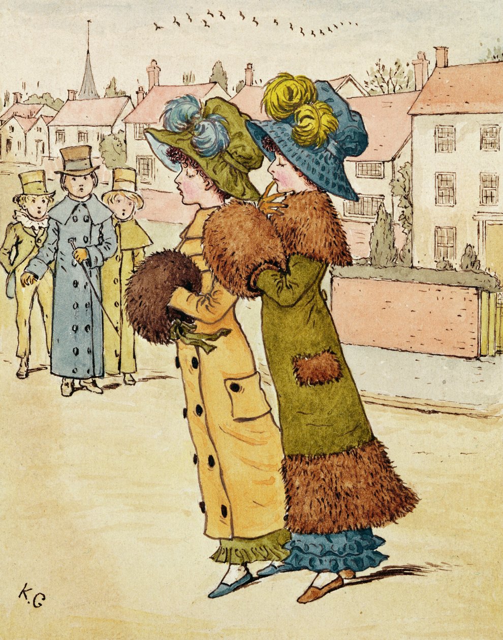Ut på promenad, 1800-talet av Kate Greenaway