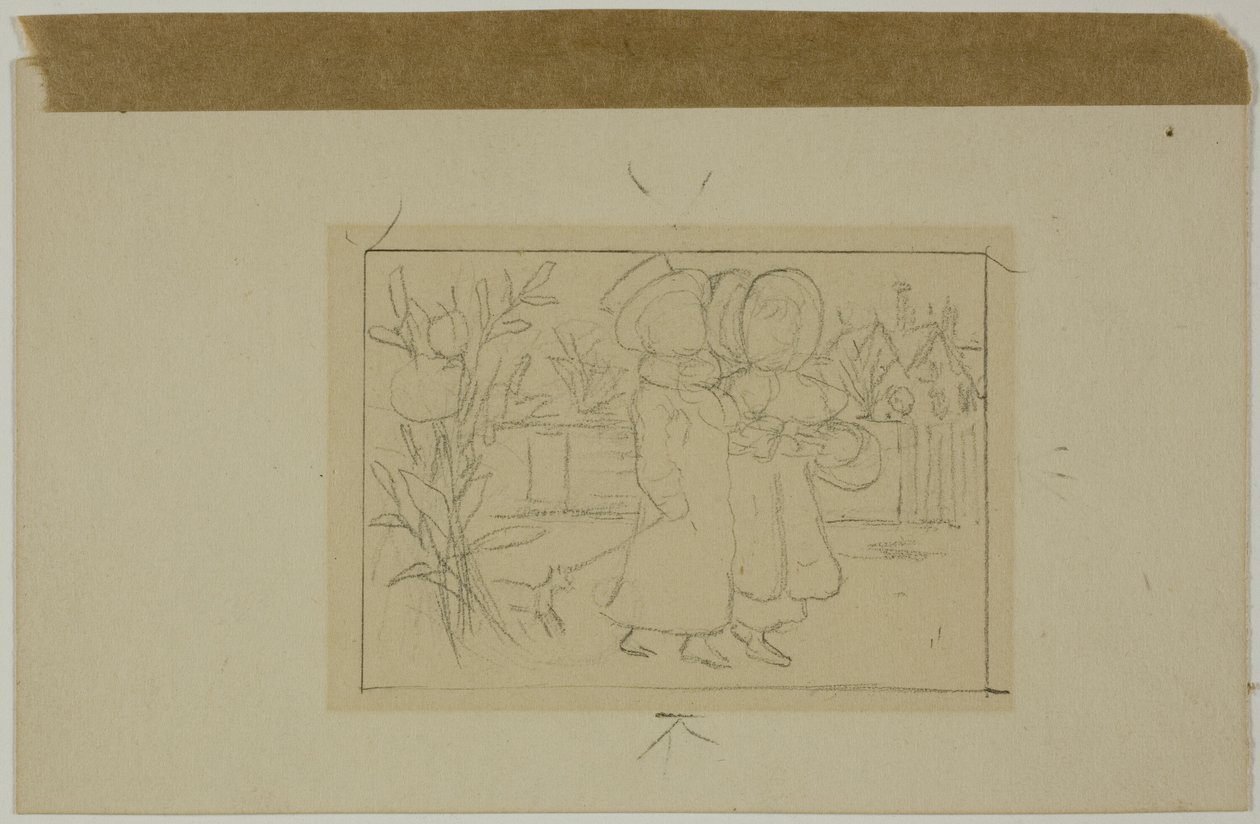 Två figurer som går av Kate Greenaway