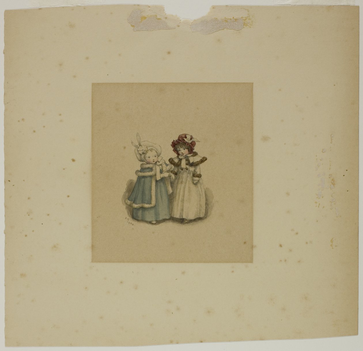 Två små flickor i pälsklippta rockar av Kate Greenaway