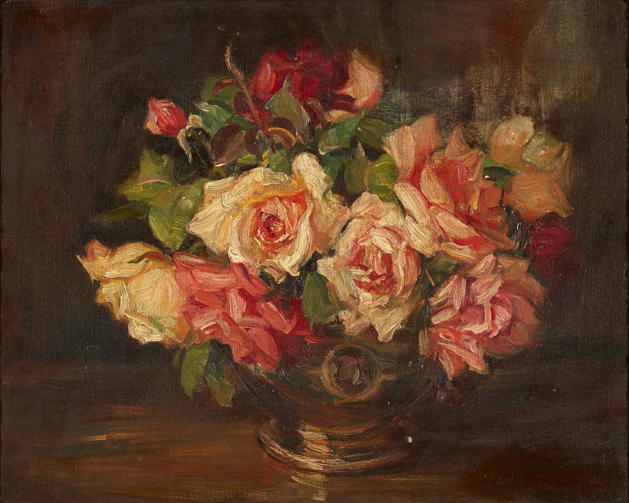 Rosa rosor (olja på duk) av Kate Wyllie