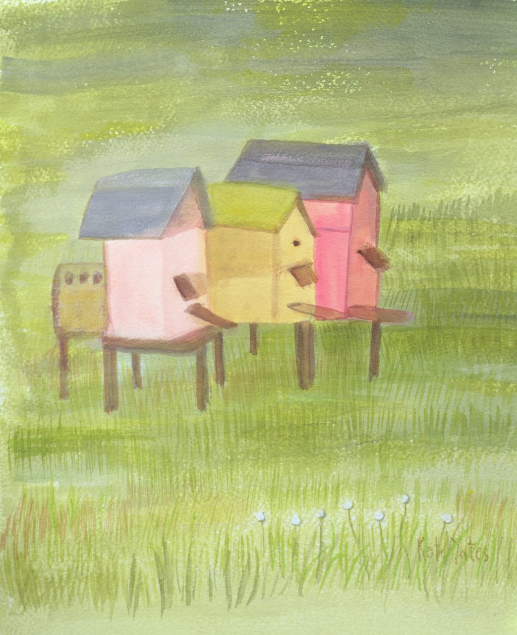 Mountain Beehives (wc på papper) av Kate Yates