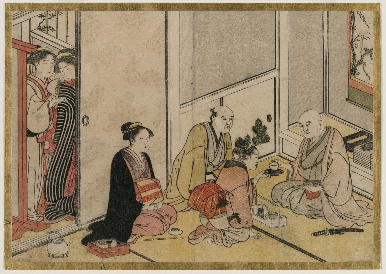 Interiör scen av Katsukawa Shunsho