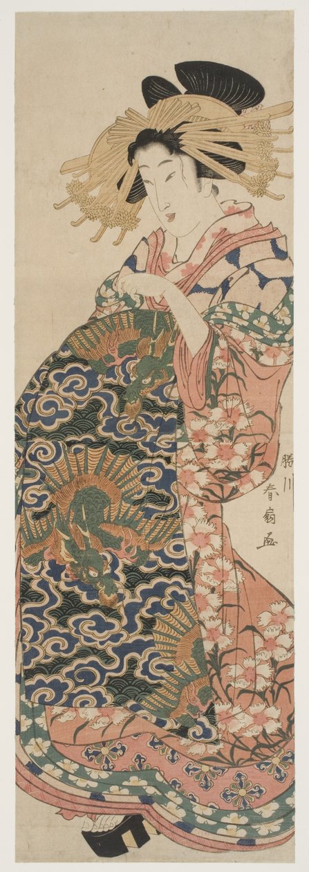 The Dragon Obi (woodblock print) av Katsukawa Shunzan