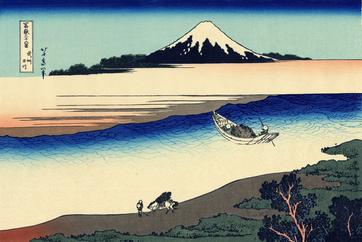 Tama-floden i Musashi-provinsen av Katsushika Hokusai