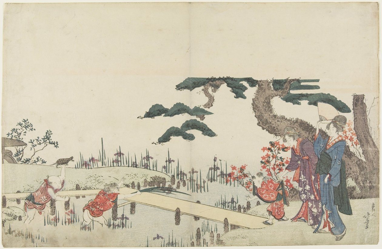 (Iris trädgård), 1800-1808 av Katsushika Hokusai
