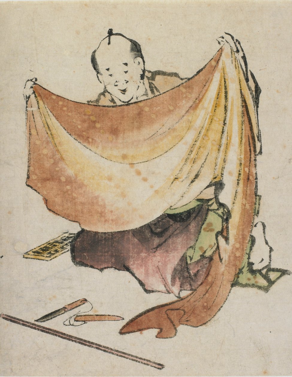 En tyghandlare, sent 1700-tidigt 1800-tal. av Katsushika Hokusai