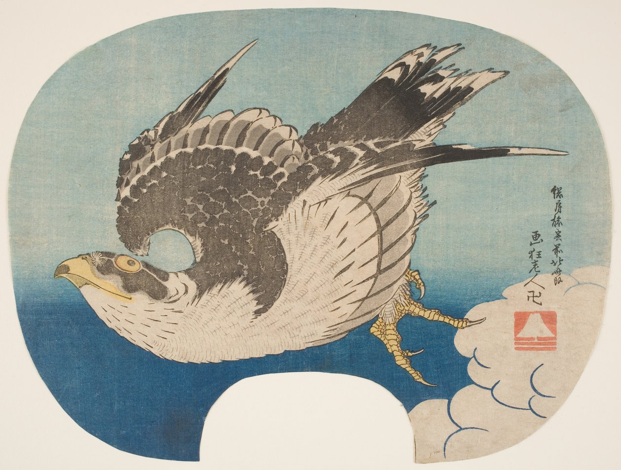 A Hawk in Flight, ca 1840 (träblockstryck) av Katsushika Hokusai
