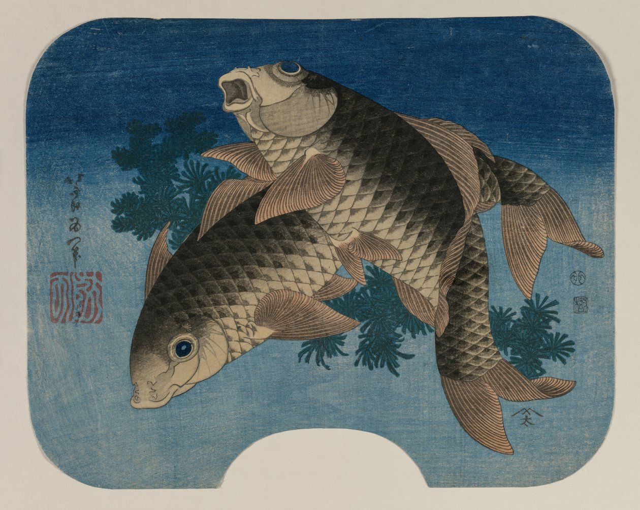 Karp som simmar vid Water Weeds, 1831. av Katsushika Hokusai