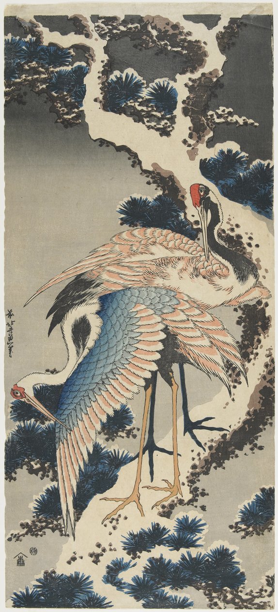Tranor på tall, ca. 1834 av Katsushika Hokusai