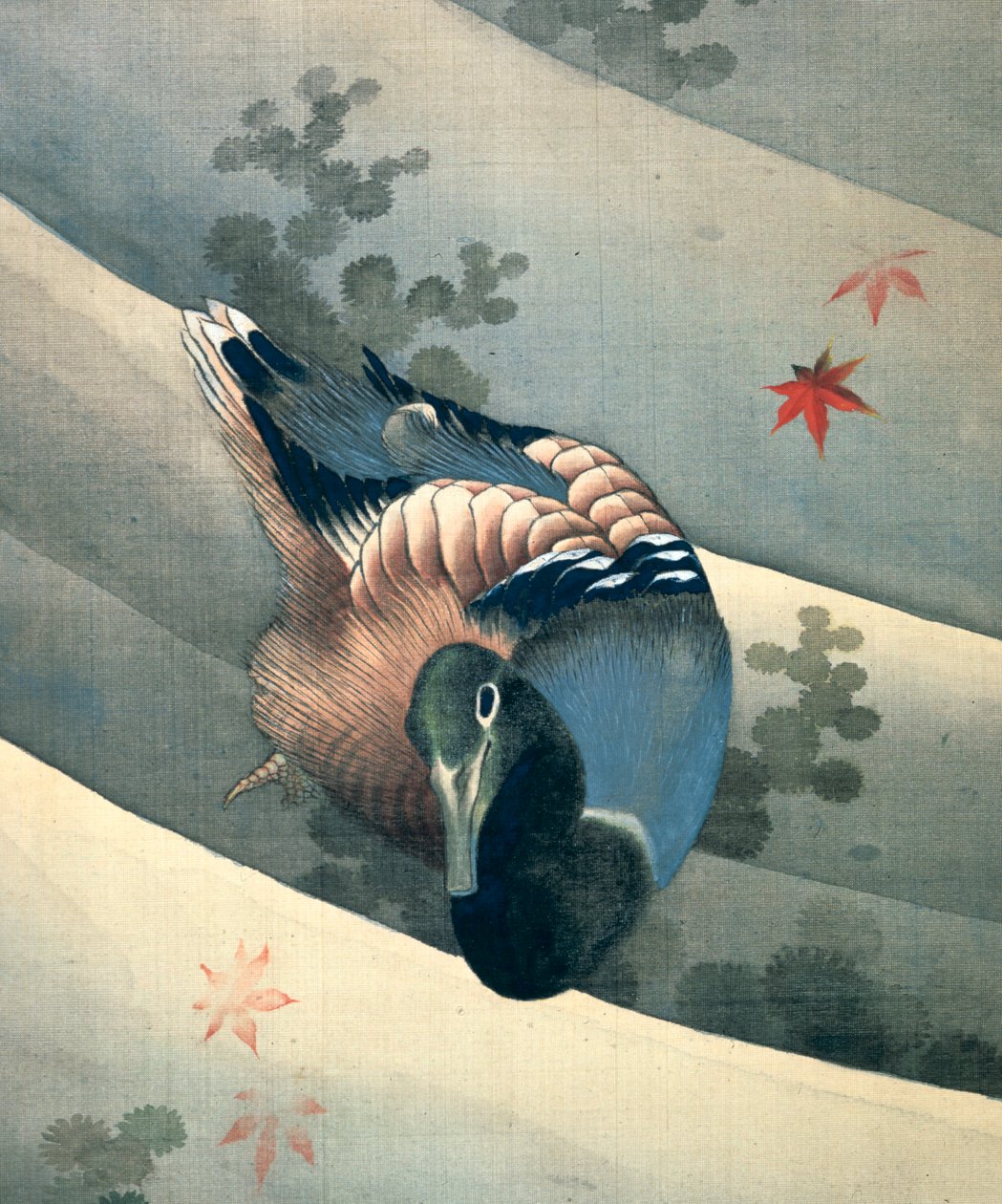 Anka simmar i vatten, 1847 av Katsushika Hokusai
