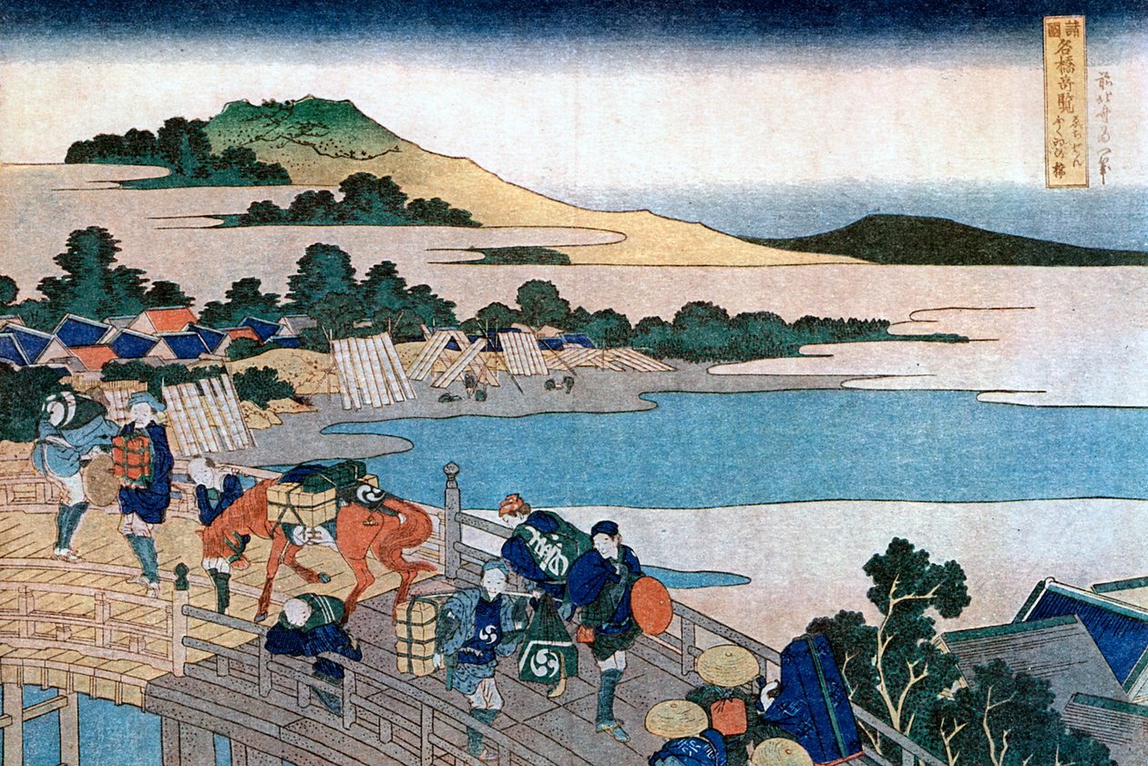 Fukui-bron, provinsen Echizen, c1785-1849. av Katsushika Hokusai