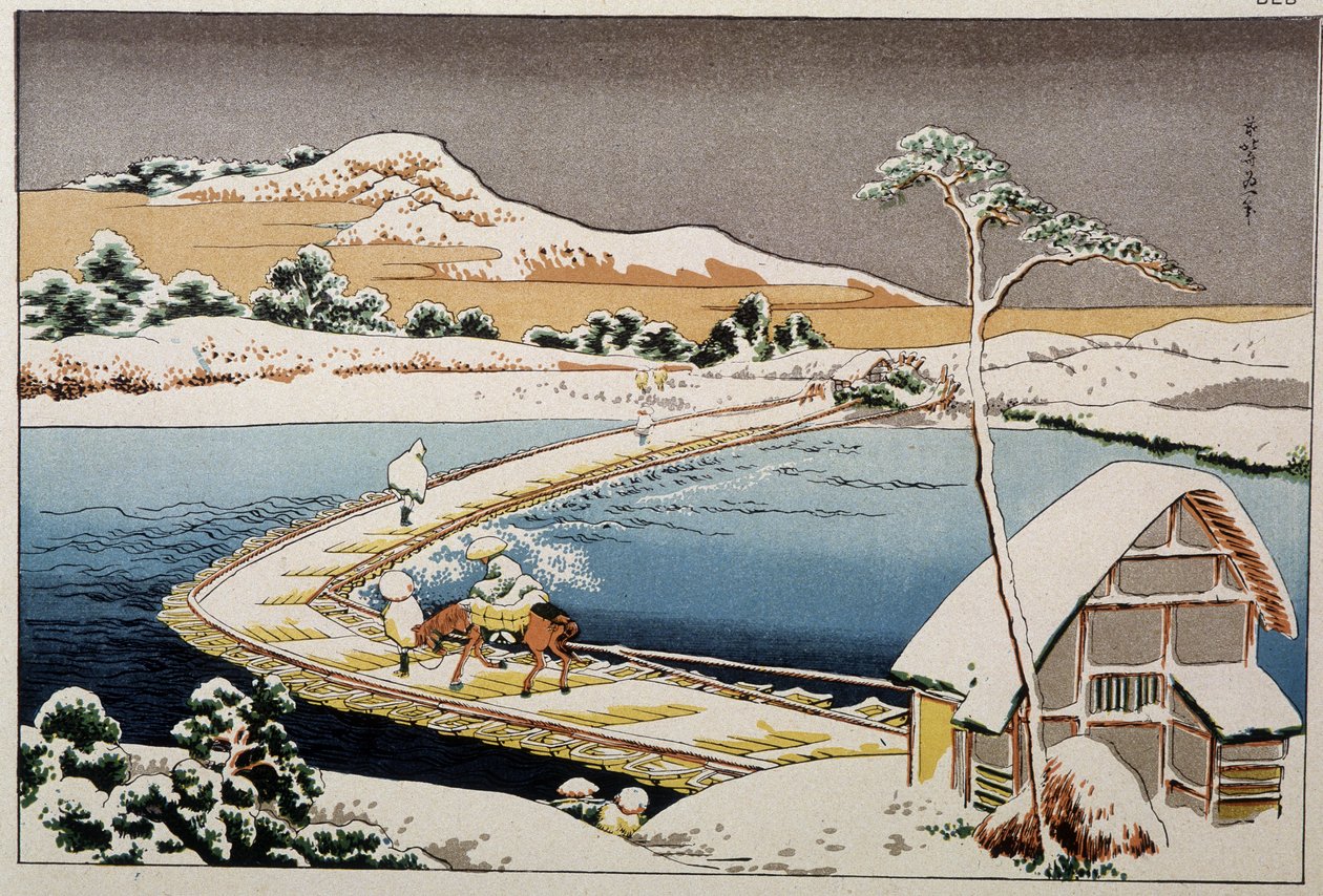 Japanskt landskap - tryck av Hokusai (tryck) av Katsushika Hokusai