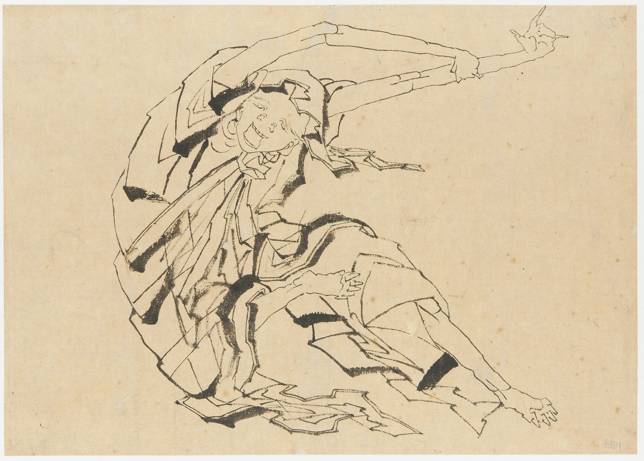 Långarmad man stretching, Edo-period, 1800-talet. av Katsushika Hokusai
