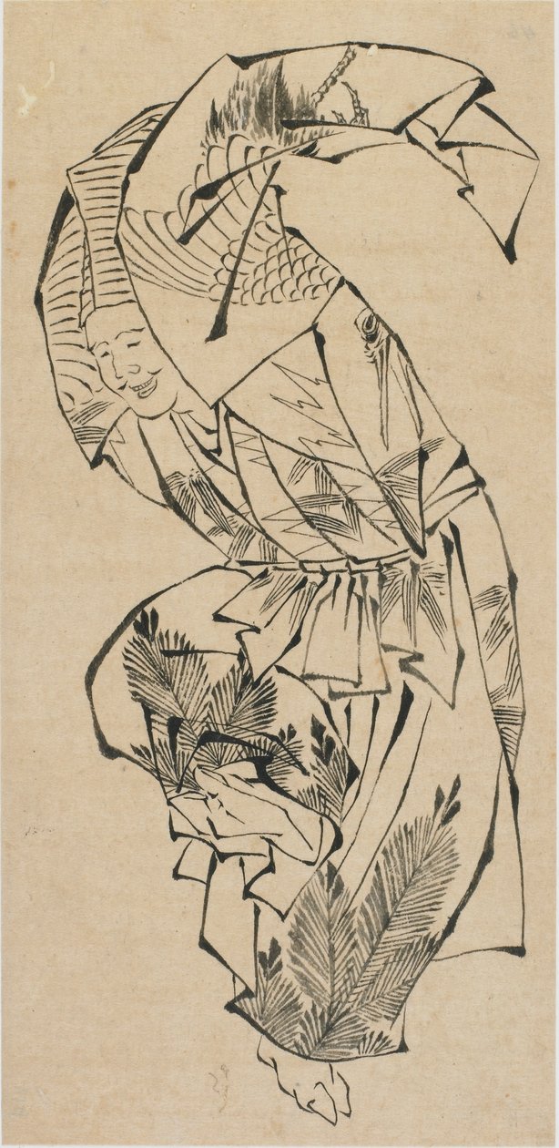 Manlig dansare, Manzai, sent 1700-tidigt 1800-tal. av Katsushika Hokusai
