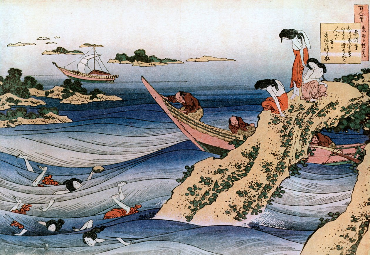 Ostronfiske, c1785-1849. av Katsushika Hokusai