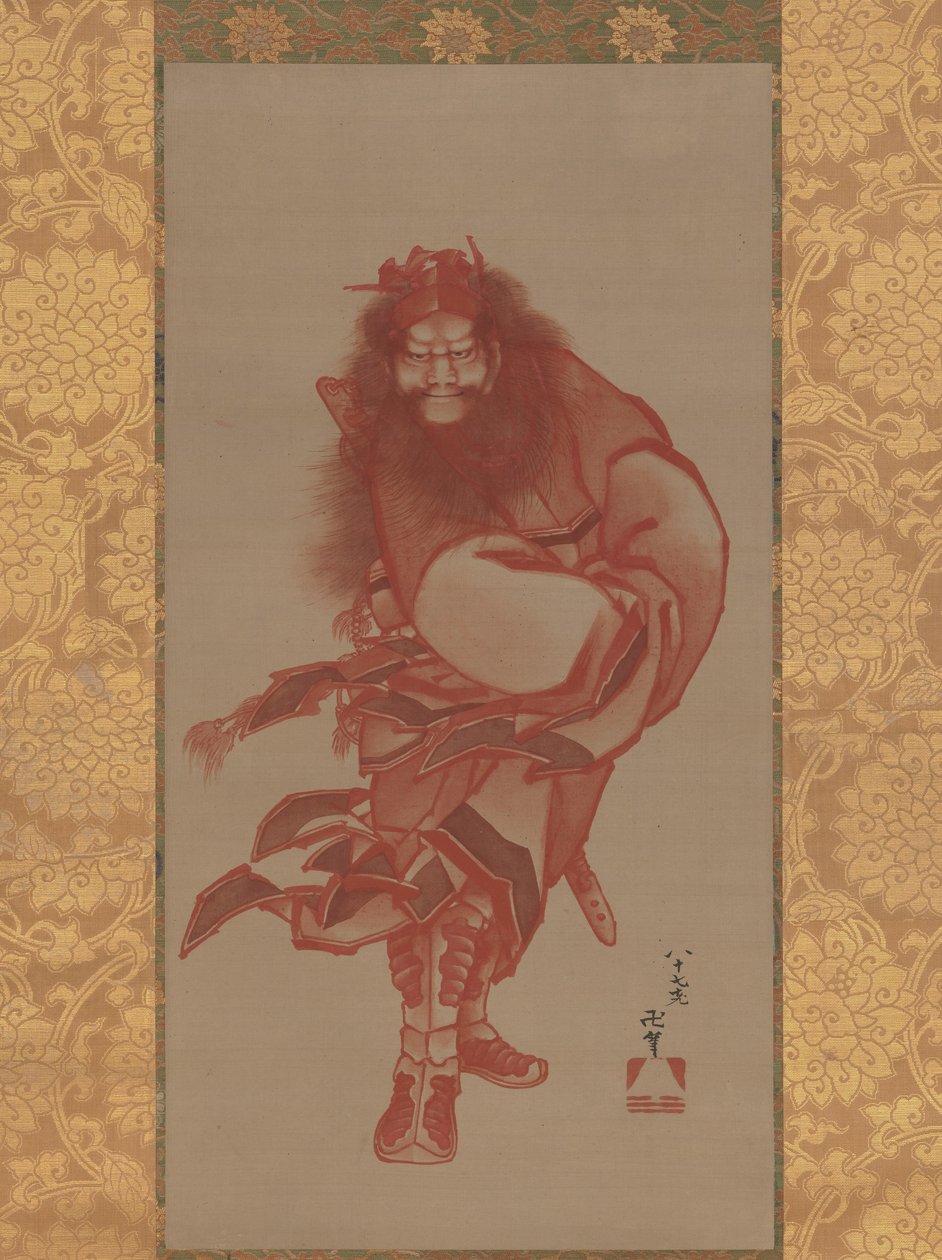 Red Shoki, Demon Queller, daterad 1847. av Katsushika Hokusai