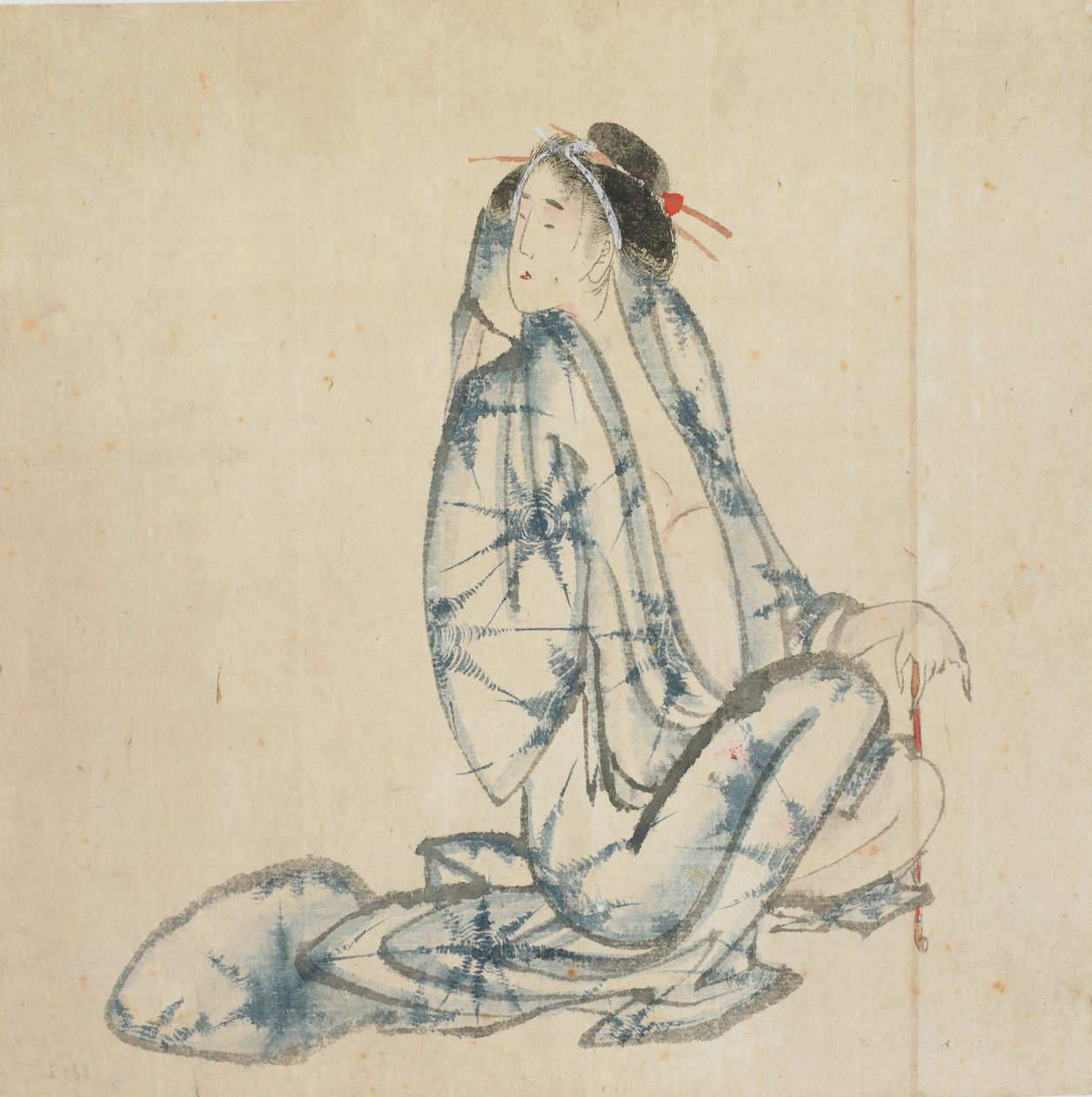 Sittande kurtisan, sent 1700-tidigt 1800-tal. av Katsushika Hokusai