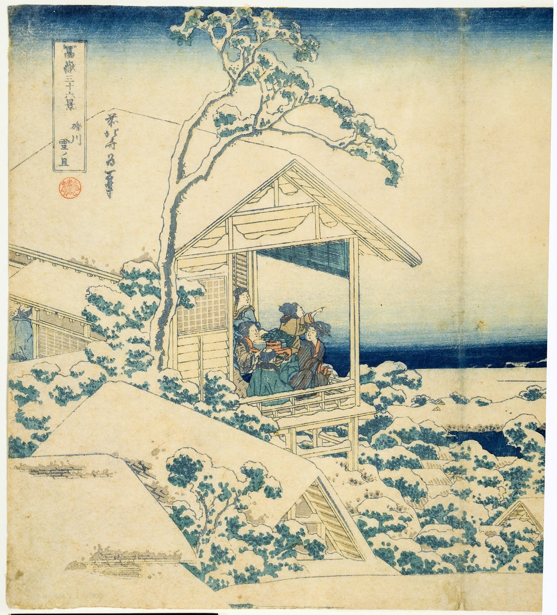 Snowy Morning at Koishikawa, ca 1831-34 (träkloss) av Katsushika Hokusai