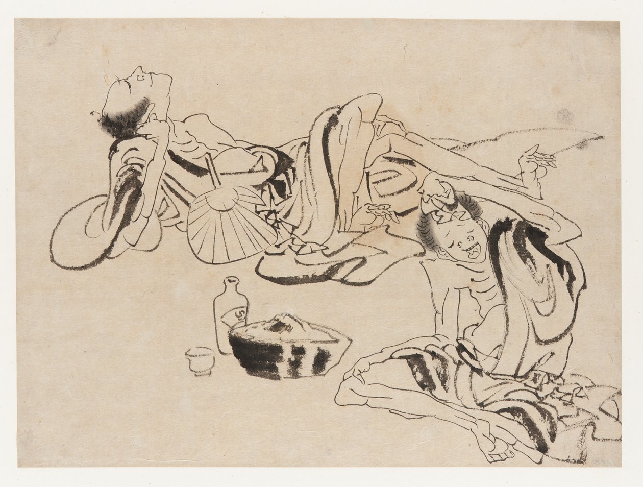 Summer sake sippers, sent 1700-tidigt 1800-tal. av Katsushika Hokusai