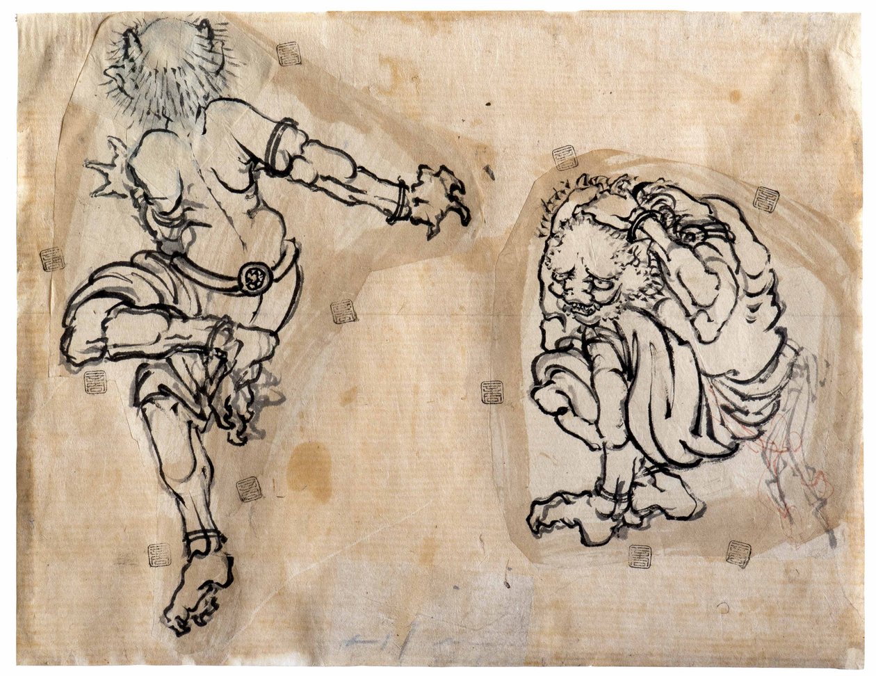 Två Oni-demoner, 1830-1839. av Katsushika Hokusai