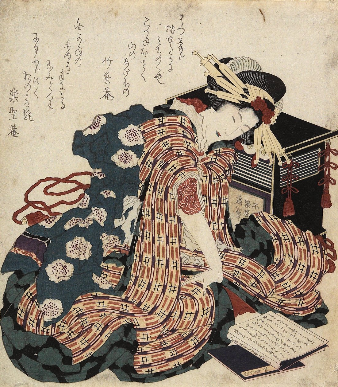 Kvinna som läser en bok, 1822 av Katsushika Hokusai