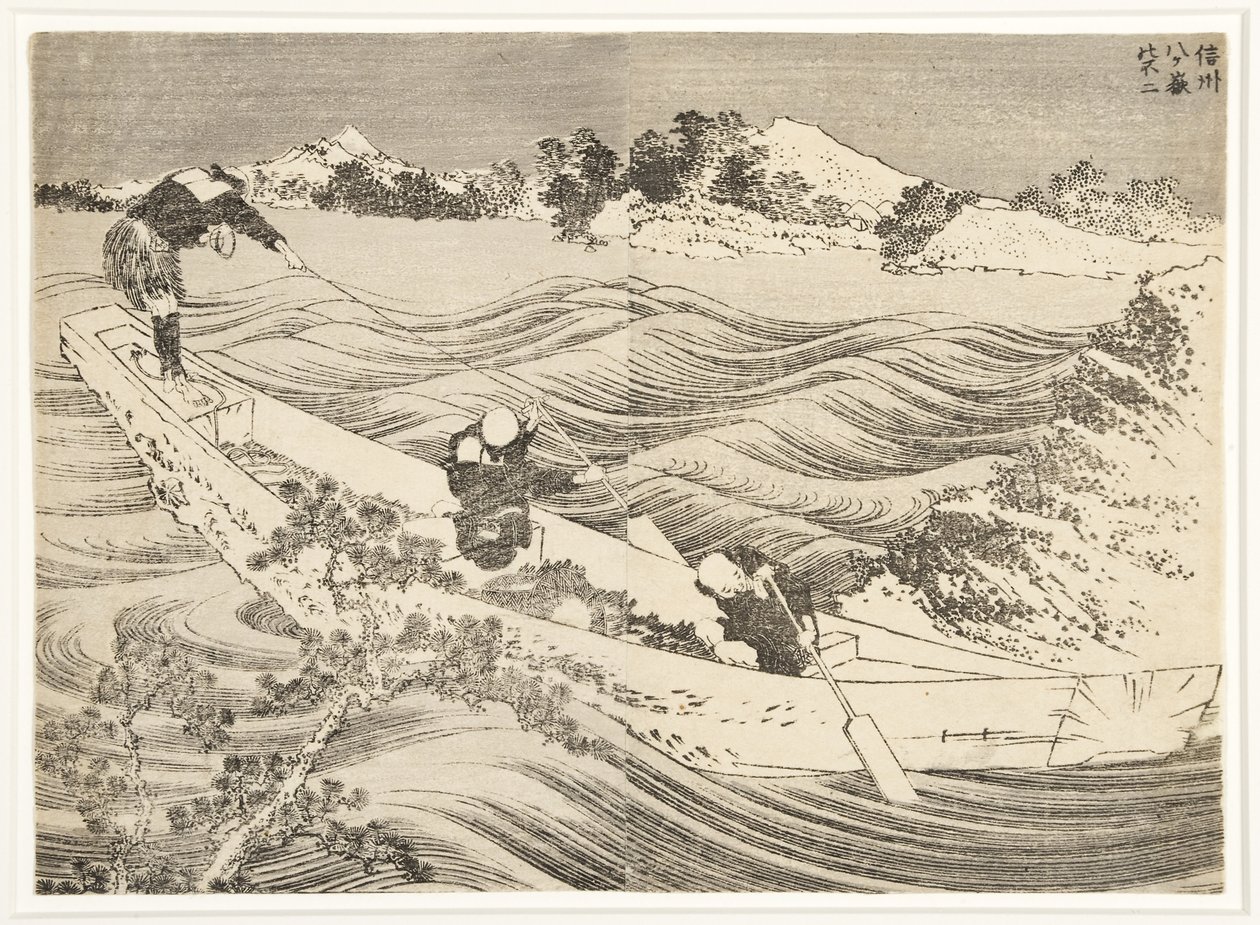 Yatsugatake i Shinano-provinsen, 1834-35 (träsnitt) av Katsushika Hokusai