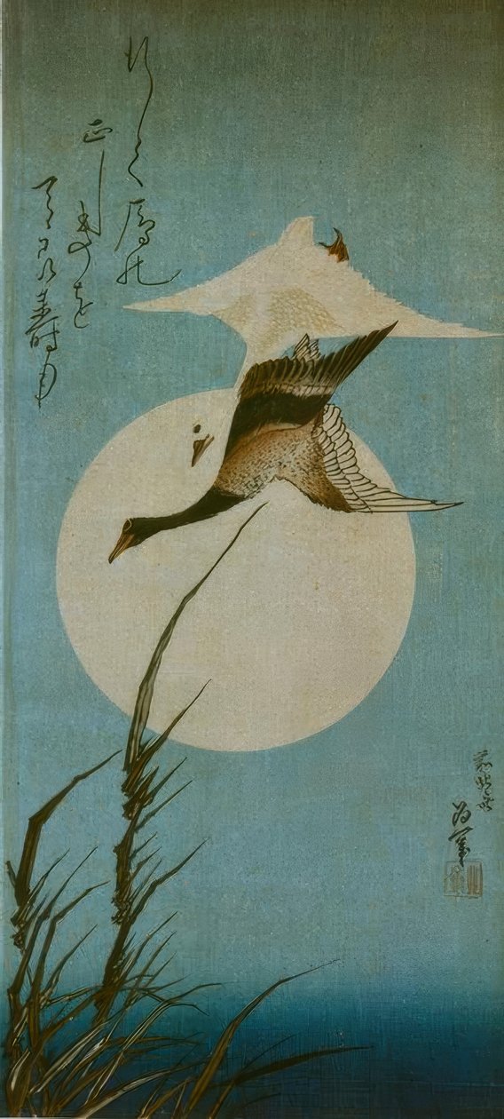Två vilda gäss av Katsushika Hokusai