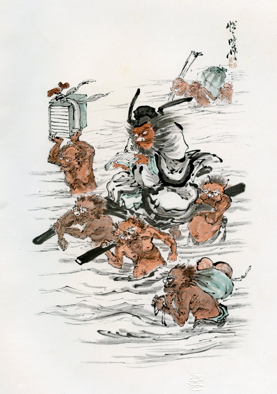 Shoki och åtföljande demoner, 1898. av Kawanabe Kyosai