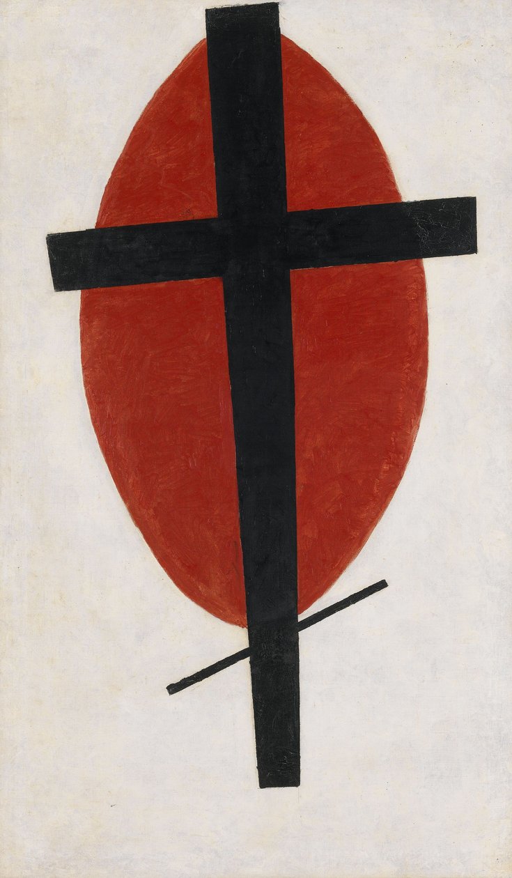  Mystic Suprematism black cross on red ovaln av Kazimir Severinovich Malevich